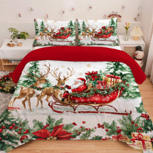 Christmas Elk Duvet Cover Set | Festive 3PC Bedding Decor